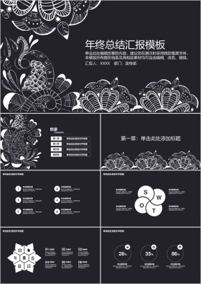 欧式复古花纹黑白高雅毕业答辩总结计划ppt