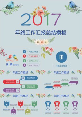全动态复古花卉多彩年终总结工作汇报商务ppt