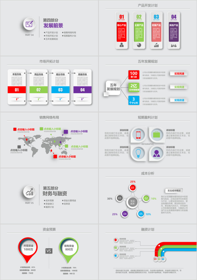 大气时尚框架完整的创业融资计划书ppt模板