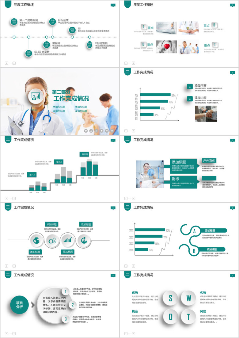 创意绿 微粒体医疗医药行业工作报告ppt