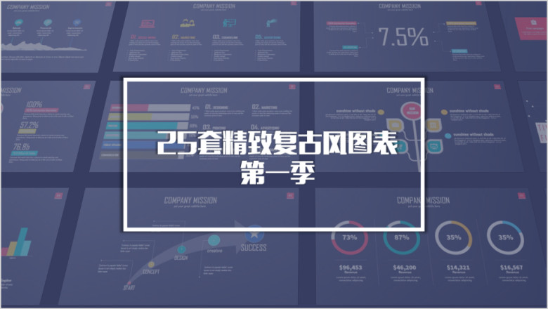 25套复古配色商务年终汇报图表合集第一季ppt