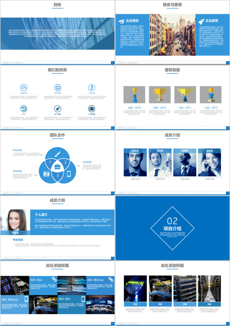 蓝色简洁公司介绍商业计划书项目介绍ppt模板