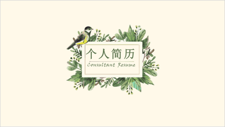 创意手绘花鸟个人应聘简历ppt模板