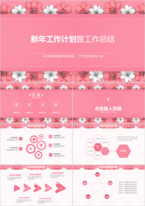 淡雅清新花卉年终工作总结新年计划ppt
