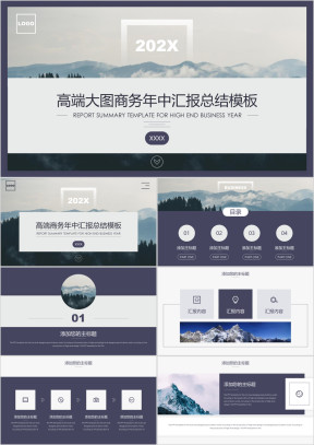 高端大图商务汇报通用总结ppt模板