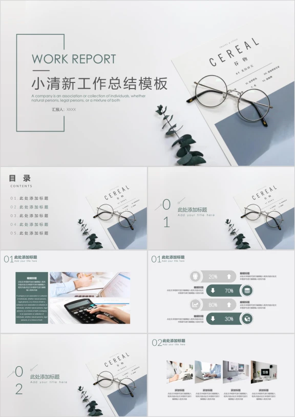 清新文艺工作总结模板ppt