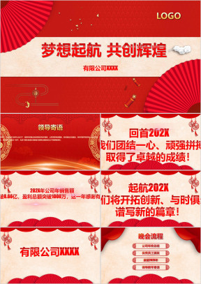 年终盛会 高端大气红色喜庆企业年会ppt