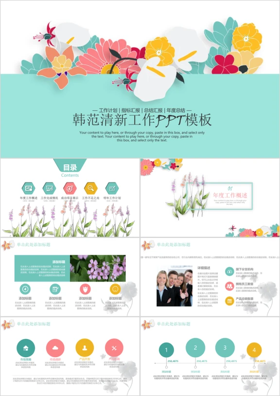 韩范清新工作总结计划ppt