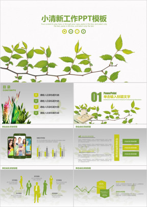 绿色简约小清新商务工作总结计划ppt