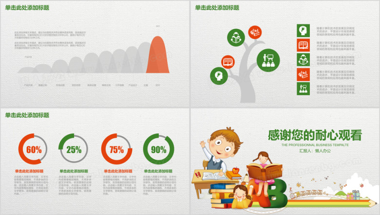 卡通教育工作总结计划ppt