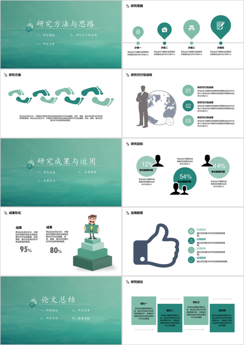 毕业答辩绿色清新论文答辩ppt模板