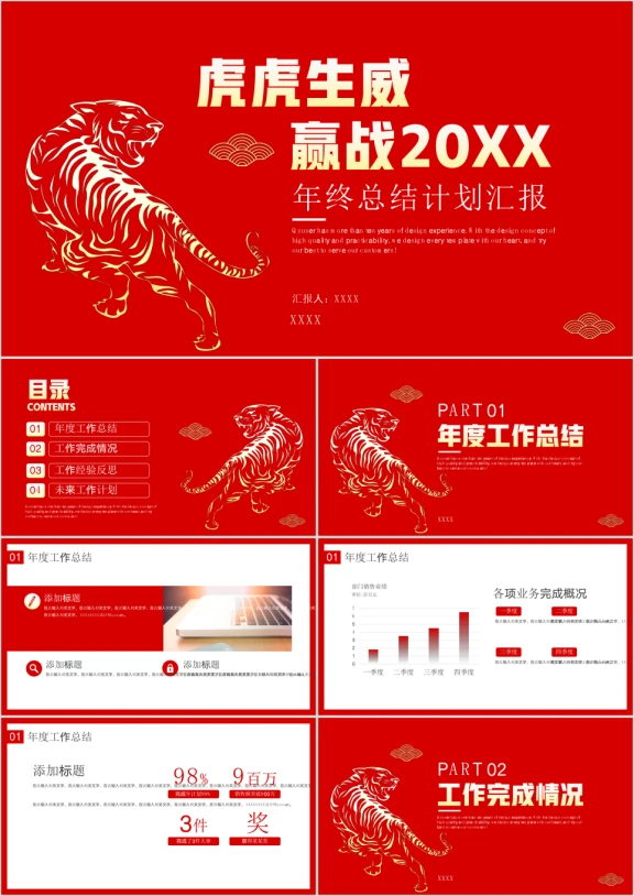年终总结计划汇报虎年ppt