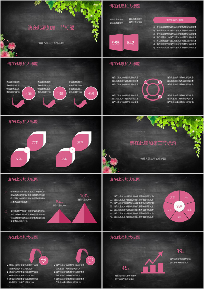 黑板风植物工作年终总结模板ppt