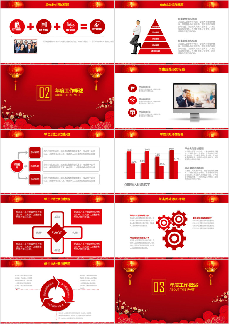 红色大气喜庆中国风终工作总结计划ppt