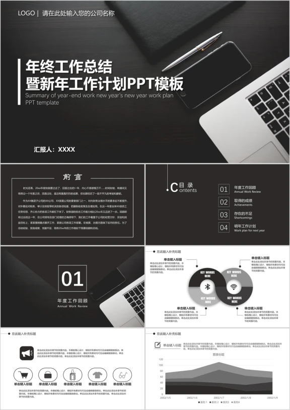 年终工作总结汇报工作计划部门述职报告ppt