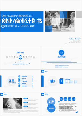 蓝色商务商业计划书企业简介ppt