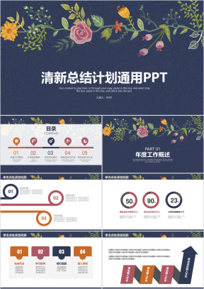 复古清新手绘油画花卉商务工作总结计划ppt