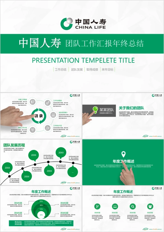 中国人寿保险团队组织发展介绍业绩成果汇报ppt模板