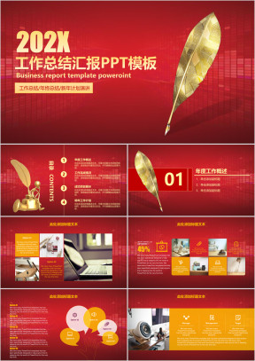 金色羽毛会议总结报告ppt