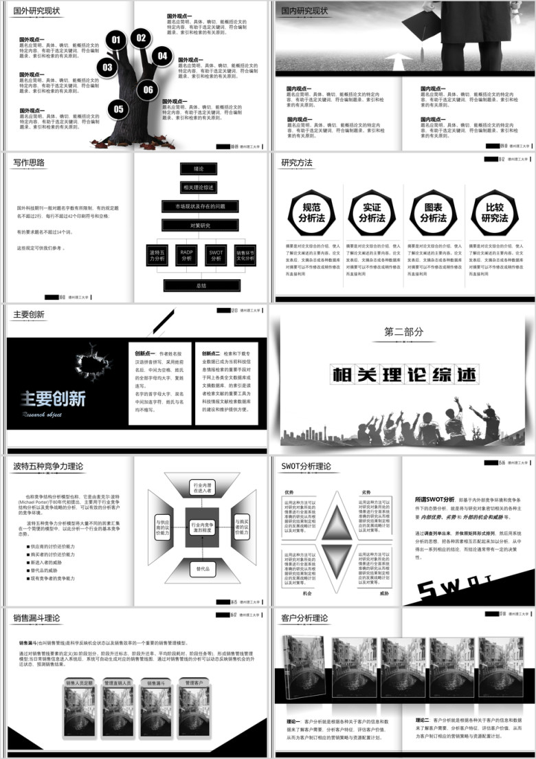 极简黑白毕业论文答辩ppt