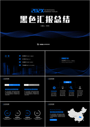 黑色简约汇报总结ppt