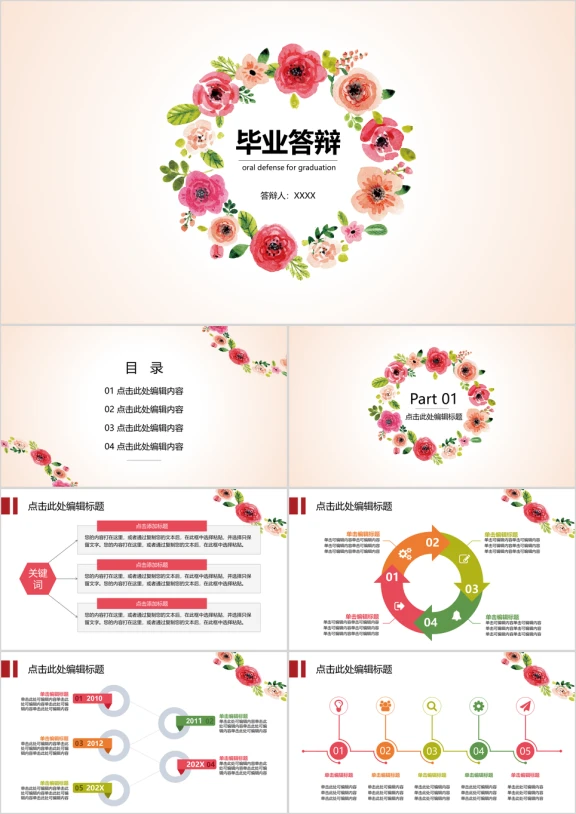 毕业答辩清新文艺ppt模板