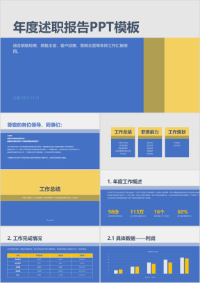 年度述职报告商务汇报通用型ppt模板