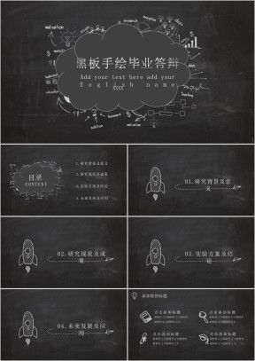手绘黑板毕业论文答辩模板ppt