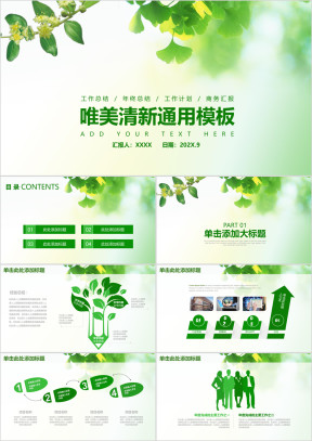 唯美清新商务工作汇报总结动态通用ppt模板
