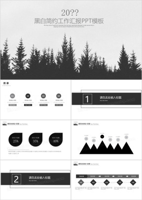 黑白简约欧美风商务通用报告ppt模板