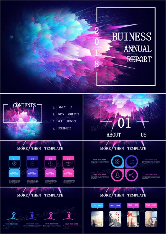 绚丽水彩泼墨创意年终工作汇报总结ppt
