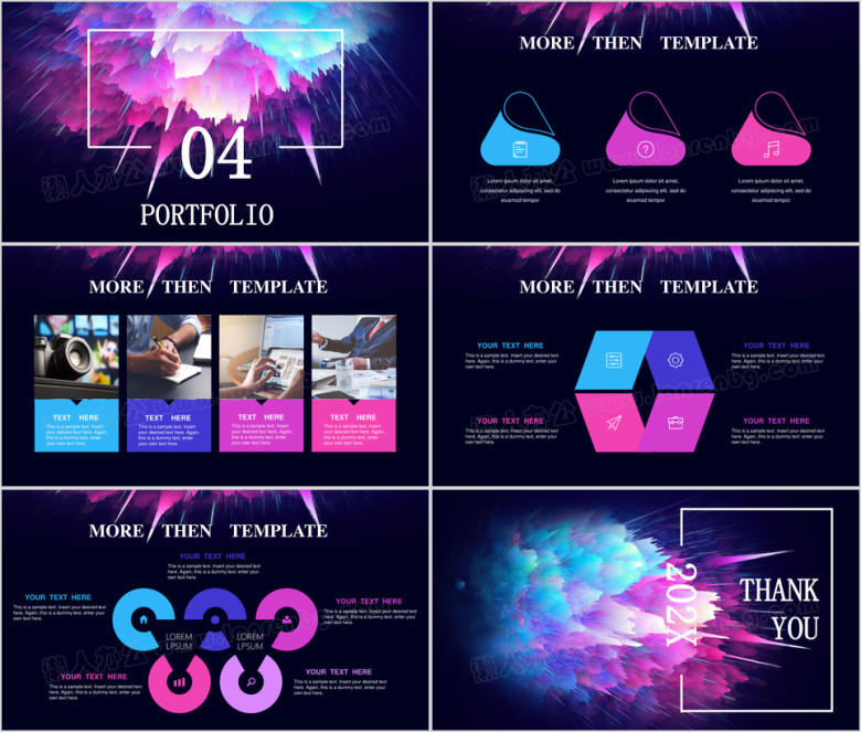 绚丽水彩泼墨创意年终工作汇报总结ppt