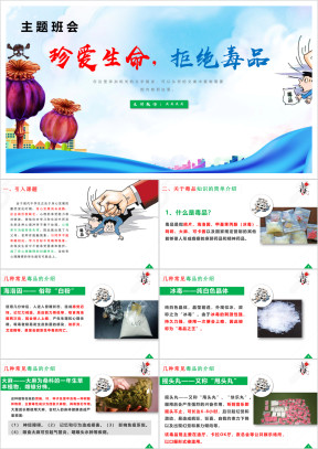 珍爱生命拒绝毒品主题班会课件禁毒宣传模板ppt