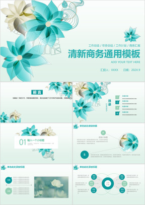 清新简约商务范总结汇报ppt