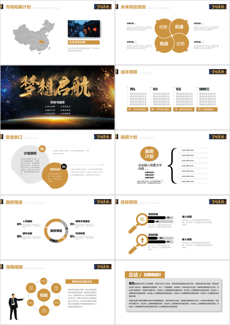 金色融资商业计划书ppt模板