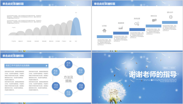小清新蓝色毕业论文答辩ppt
