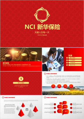 简洁高雅商务风新华保险专用ppt模板