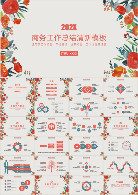 小清新商务报告年终总结工作计划模板ppt