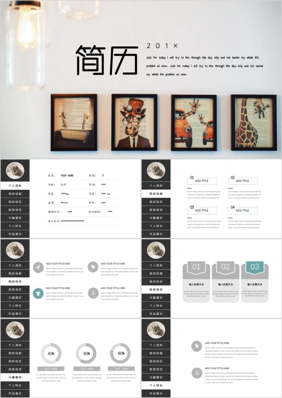 个性简历清新可爱全框架个性简历ppt