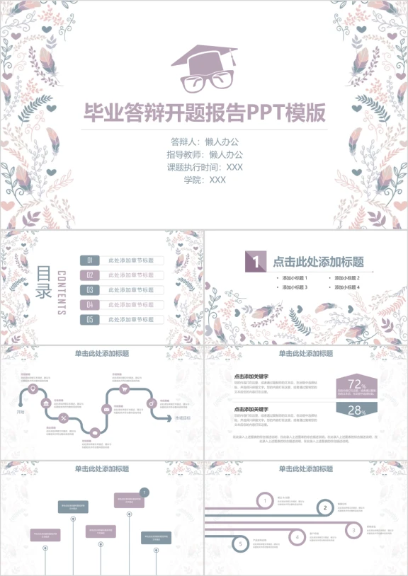 小清新框架完整毕业论文答辩开题报告ppt