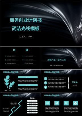 商务创业计划书简洁光线模板ppt