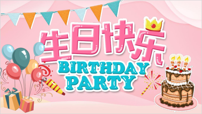 生日party派对生日祝福ppt模板