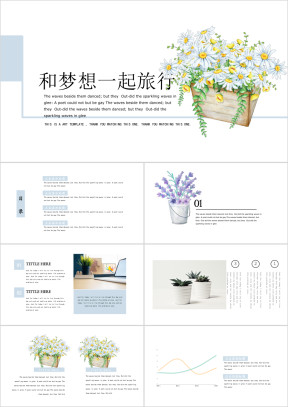 和梦想一起旅行小清新简约ppt