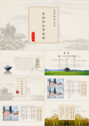 古风中国风党建工作汇报水墨大气粮食ppt