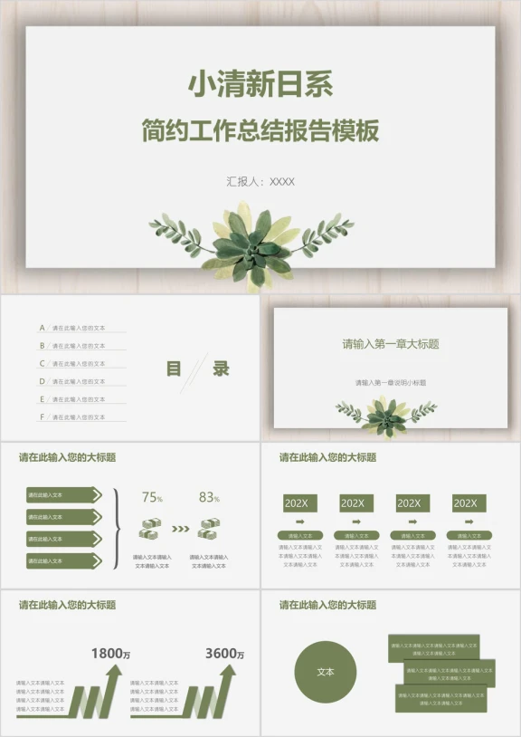 小清新日系简约工作总结报告模板ppt