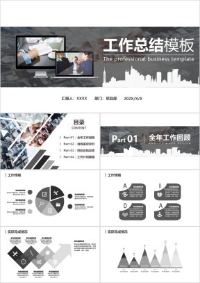 年度工作总结商务简约精美实用ppt模板