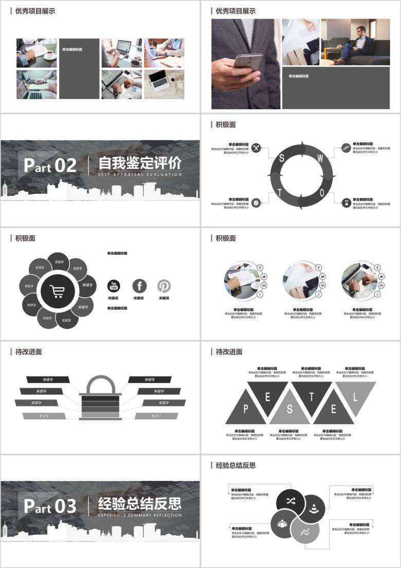 年度工作总结商务简约精美实用ppt模板
