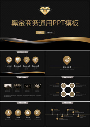 高端黑金商务商业工作汇报商业计划书创业ppt模板
