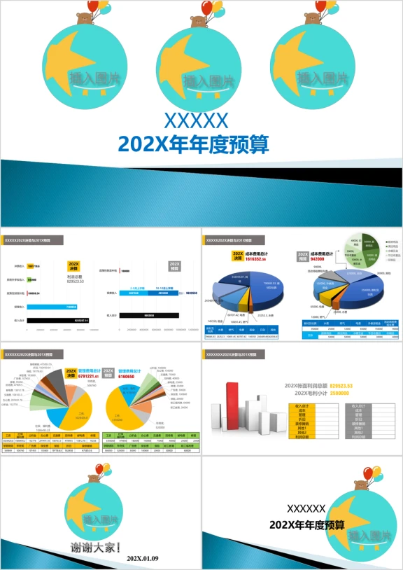 公司年度预算模板纯图表预算图表ppt
