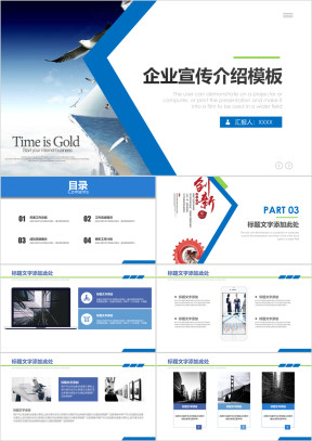 蓝色企业宣传企业简介公司简介ppt模板